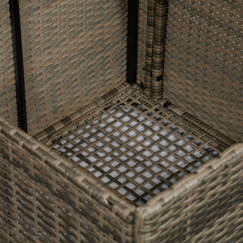 Outsunny 8 Pieces Outdoor PE Rattan Sofa Set with Cushions, Patio Garden Furniture Sets with Glass Top Coffee Table, Storage Corner Table, Mixed Brown