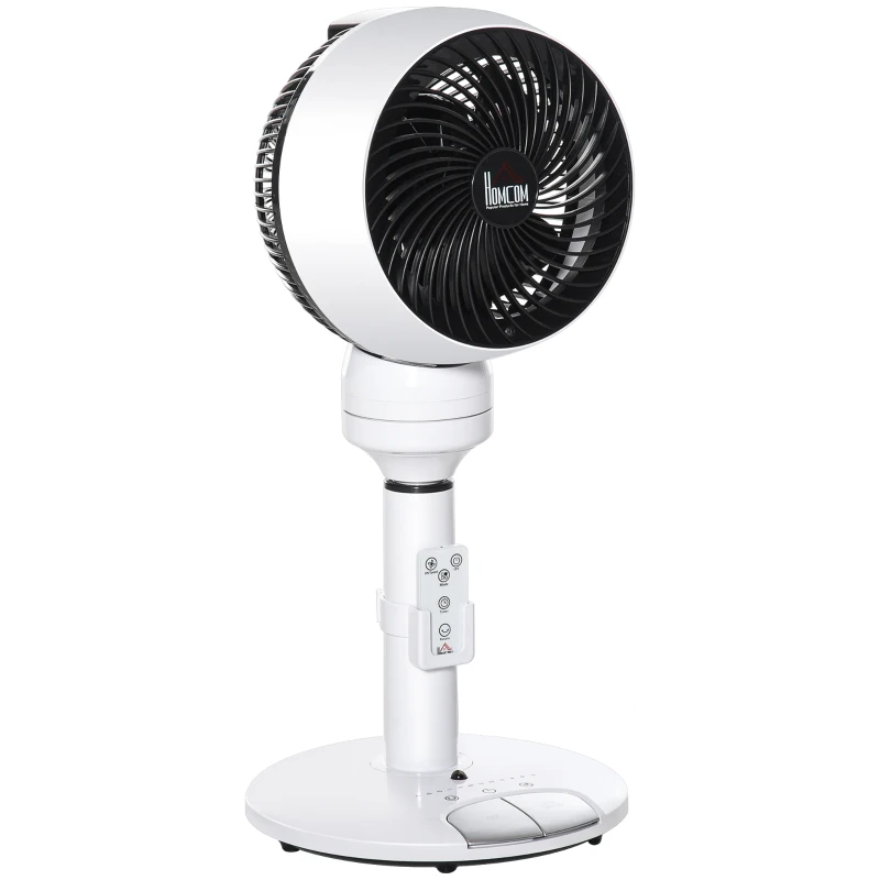 HOMCOM 9'' Air Circulator Fan 3 Speed 3 Mode, 70° Oscillation 90° Vertical Tilt, Height Adjustable, Remote Controller, for Living Room, Bedroom, Office, Black and White