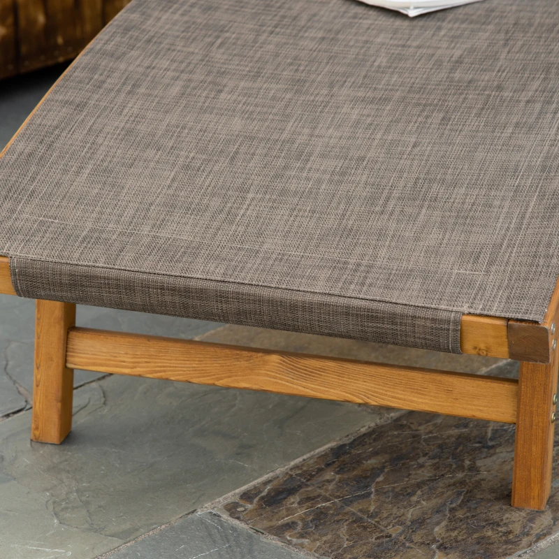 Outsunny Sonnenliege inklusive Kopfkissen, verstellbare Rückenlehne, wetterbeständig, Massivholz, Braun + Natur