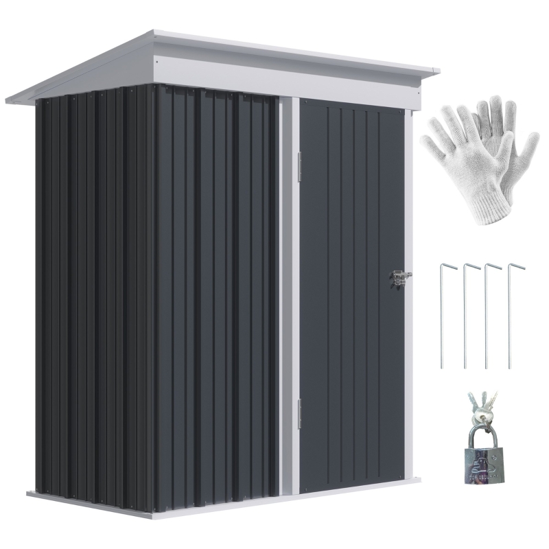Outsunny Metal Garden Shed, Outdoor Lean-to Shed for Tool