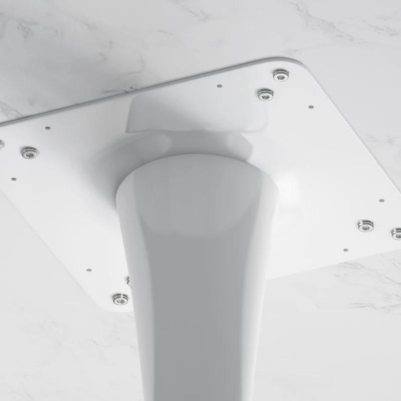 Mesa Moderna de Centro Octogonal con Tablero de MDF en Efecto Mármol y Base Metálica, 80x74x73 cm, Blanco