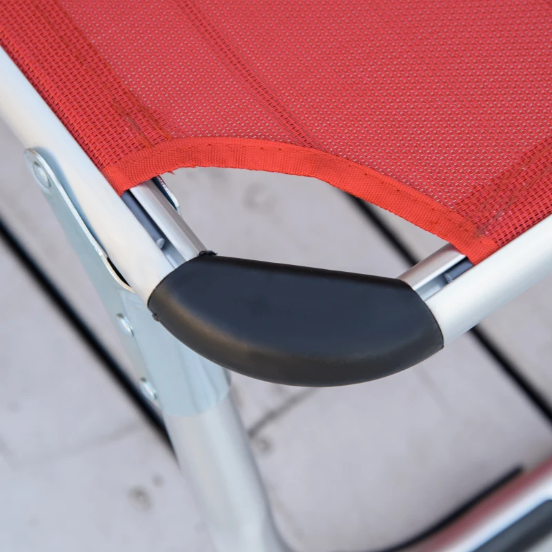 Outsunny Sonnenliege faltbar Gartenliege mit Kopfkissen Liegestuhl mit der 4-stufig verstellbaren Rückenlehne Campingliege bis 120 kg belastbar für Outdoor-Park, Garten, Rot