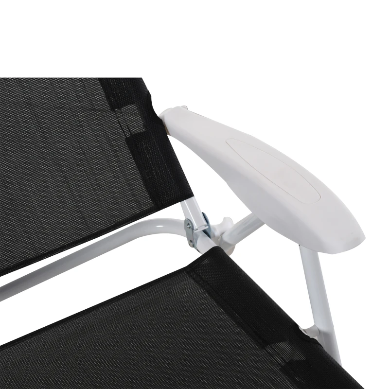 Outsunny Liegestuhl Sonnenliege Klappbare Strandliege 4-stufige Gartenliege Netzstoff Schwarz 186 x 66 x 80 cm