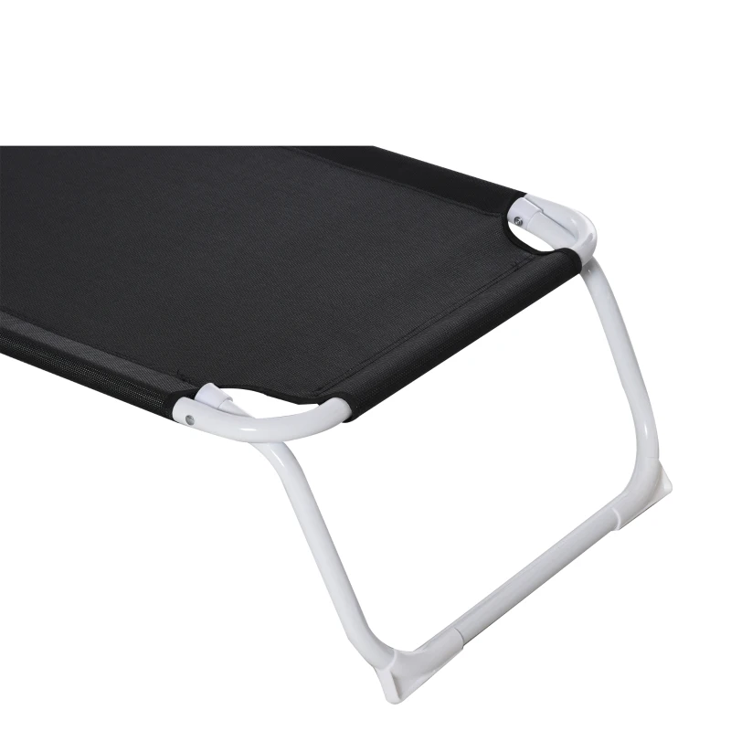Outsunny Liegestuhl Sonnenliege Klappbare Strandliege 4-stufige Gartenliege Netzstoff Schwarz 186 x 66 x 80 cm