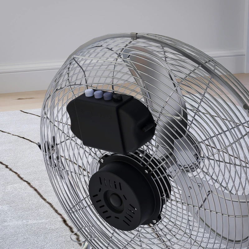 HOMCOM Metal Desk Fan with 3 Speeds & 120° Adjustable Tilt - Silver