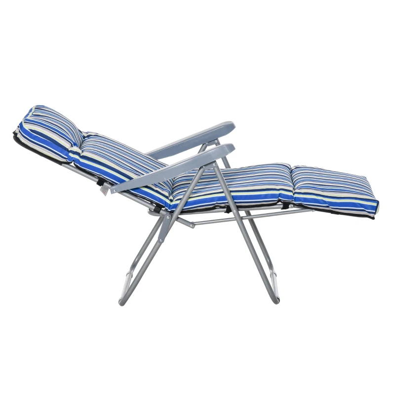 Outsunny 2er-Set Liegestuhl Set mit Kissen klappbar Sonnenliege 5 Stufen verstellbarer Rückenlehne Gartenliege Gartenmöbel Set Stahl Polyester Blau 60 x 75 x 65-102 cm