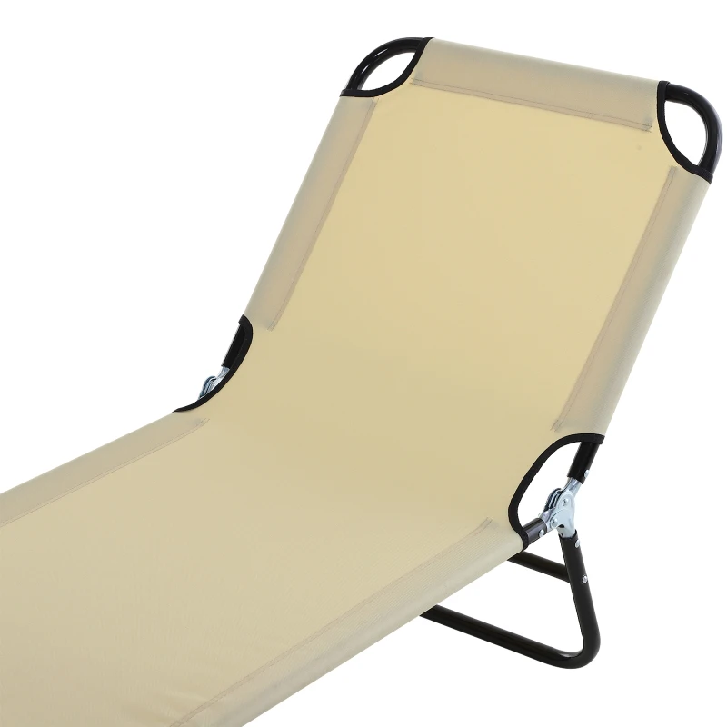 Outsunny Sonnenliege, 5-fach verstellbare Rückenlehne, schnelltrocknend, Metallrahmen, 190 x 56 x 28 cm, Creme