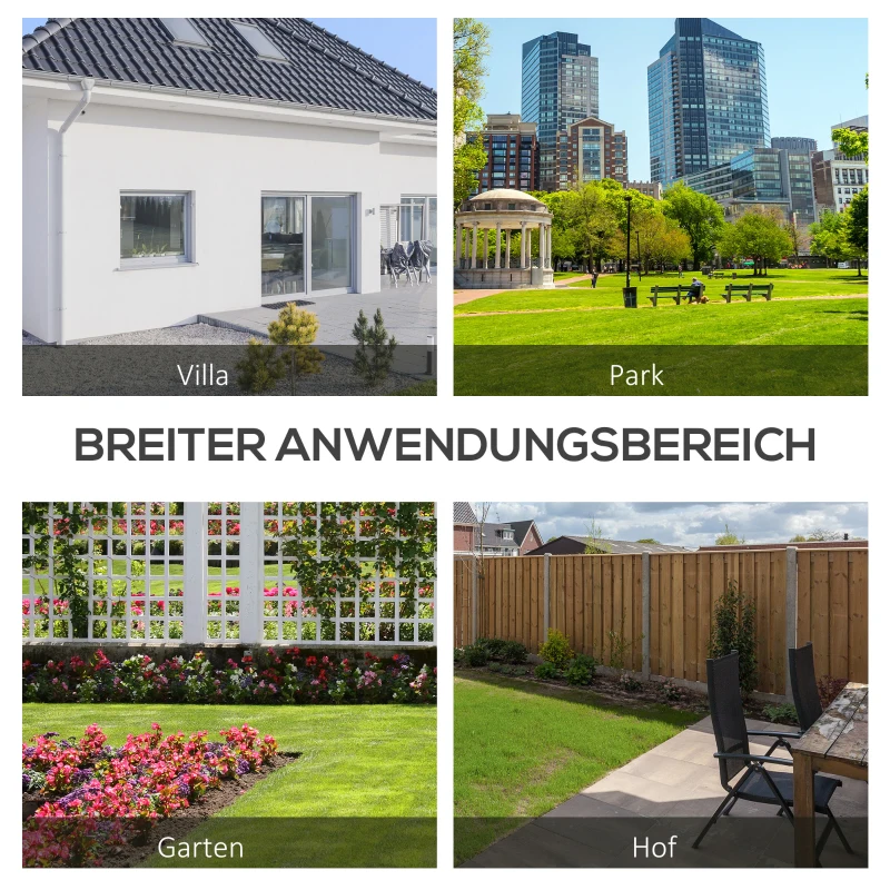 Outsunny 2-Sitzer Gartenbank Holz, wetterfest Sitzbank, UV-Beständig Gartenmöbel mit Rückenlehnen 116 x 56 x 80 cm, Grau