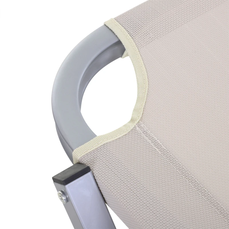 Outsunny Sonnenliege Strandliege 5-Stufige Alu Gartenliege Relaxliege Texteline Beige 163 x 58,5 x 91 cm
