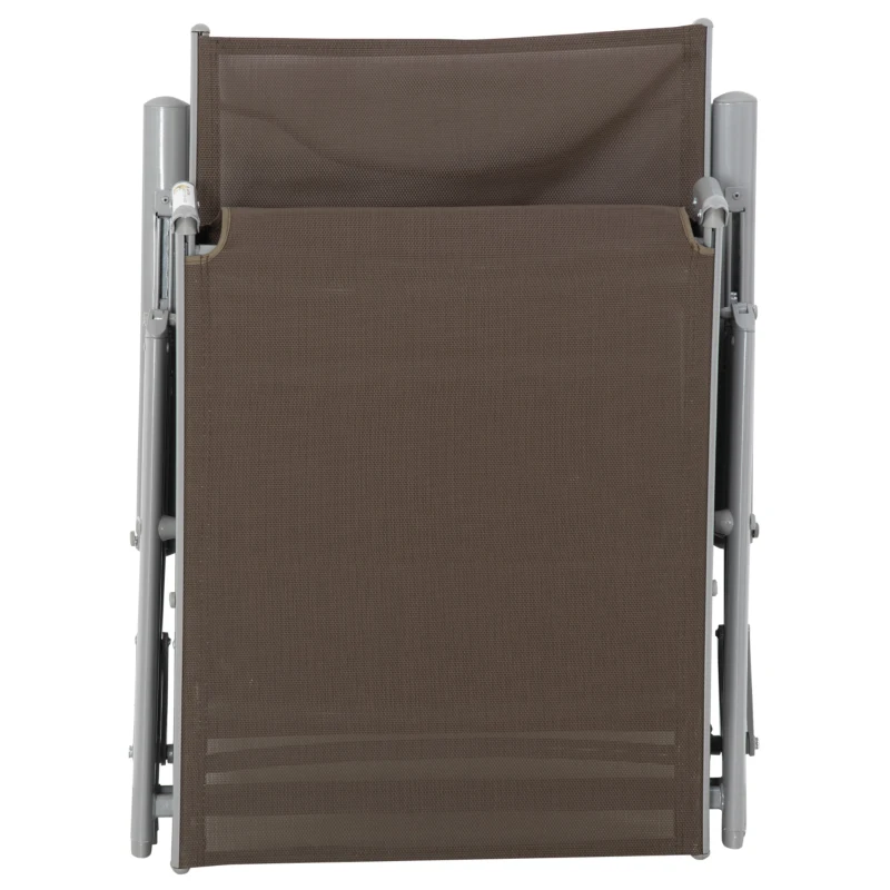 Outsunny Sonnenliege Strandliege Gartenliege klappbar verstellbar mit Kissen Garten Metall Stoff Braun+Silber 137 x 63,5 x 100,5 cm