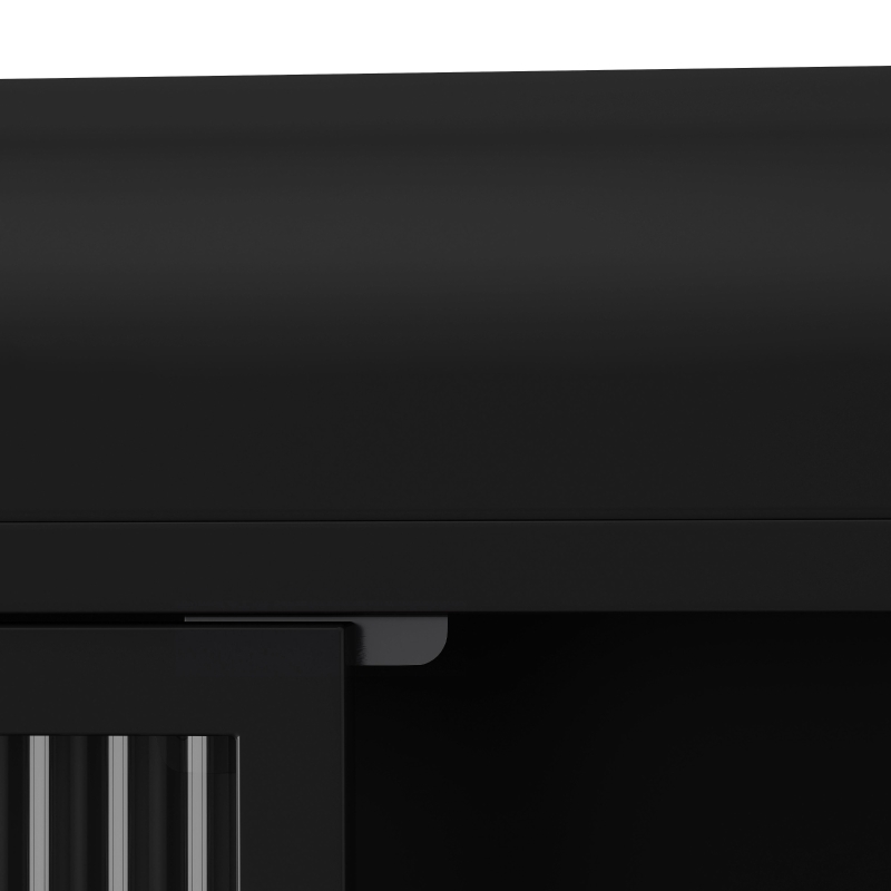 Armoire murale à 3 portes en verre avec design voûté,espace de rangement polyvalent,  pour cuisine, salon et salle de bain, 90×20×70 cm, Noir