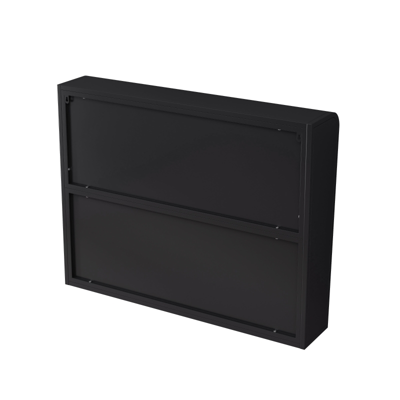 Dulap de Perete cu 3 Uși din Sticlă cu Design Curbat, Spațiu de Depozitare Versatil, pentru Living și Baie, 90x20x70 cm, Negru