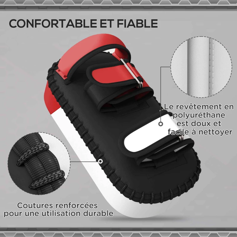 SPORTNOW Bouclier de frappe coussin PAO de boxe Muay Thai Karaté Taekwondo Kickboxing Home Training protection - Noir