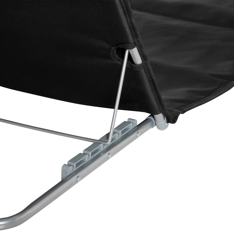 Outsunny Strandliege Sonnenliege Gartenliege, klappbar, verstellbare Rücklehne, Seitentasche, 48 cm x 134 cm x 33-43 cm, Schwarz