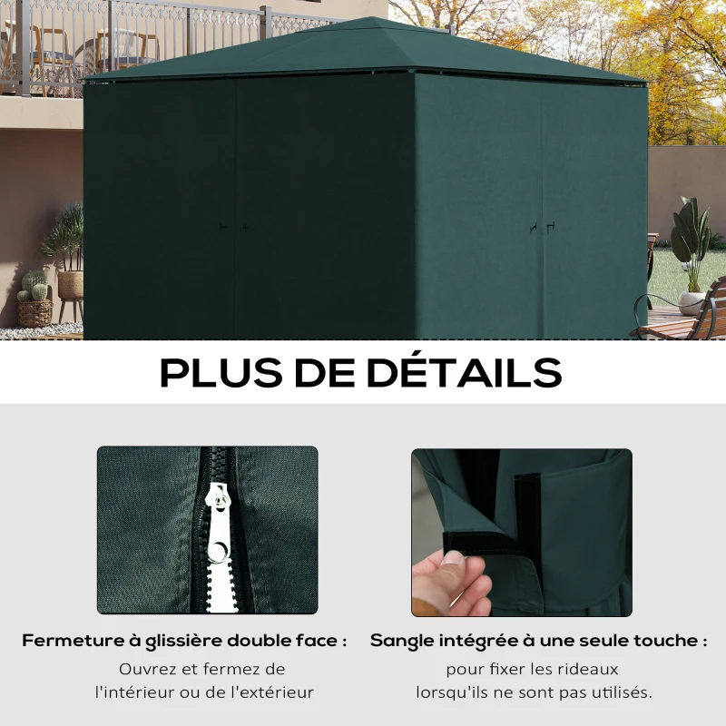Outsunny 4 parois latérales pour pavillon de jardin tonnelle rigide 300 x 300 cm protéger de la pluie vent soleil gris