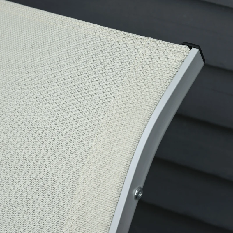 Outsunny 2er Set Sonnenliege Gartenliegen Stoffliege Relaxliege ergonomisch Aluminium Texteline Beige 165 x 61 x 63 cm