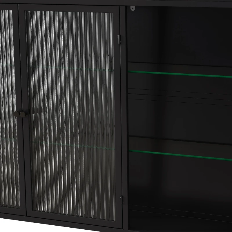 Armoire murale à 3 portes en verre avec design voûté,espace de rangement polyvalent,  pour cuisine, salon et salle de bain, 90×20×70 cm, Noir