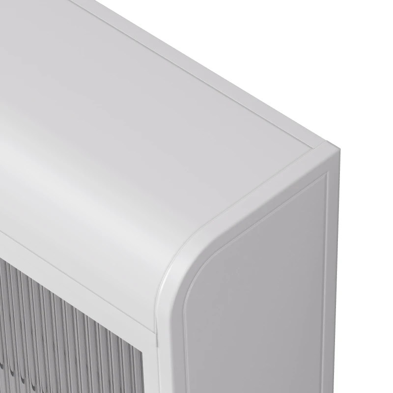 Dulap de Perete cu 3 Uși din Sticlă cu Design Curbat, Spațiu de Depozitare Versatil, pentru Living și Baie, 90x20x70 cm, Alb