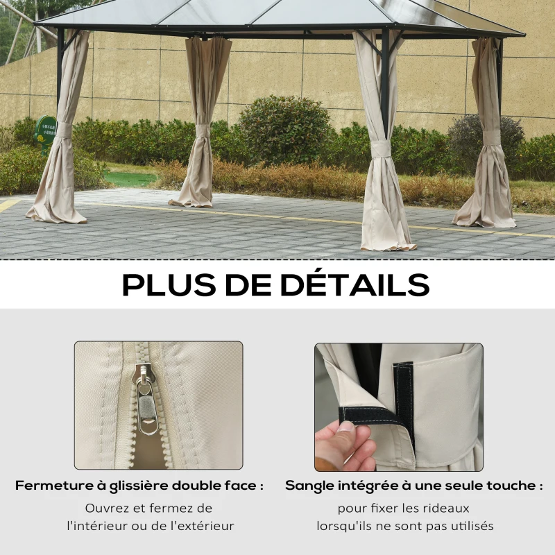 Outsunny 4 parois latérales pour pavillon de jardin tonnelle rigide 300 x 400 cm protéger de la pluie vent soleil beige