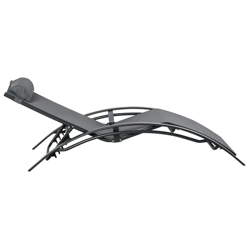 Outsunny Gartenliege, Sonnenliege, verstellbare Rückenlehne, Aluminium, Grau