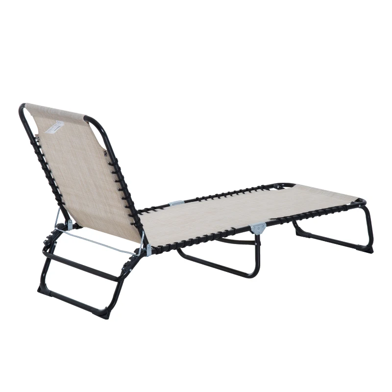 Outsunny Sonnenliege klappbar Gartenliege, Liegestuhl mit 4-Fach verstellbare Rückenlehne, wetterfeste Campingliege bis 120 kg belastbar, für Garten Strand Pool, Cremeweiß