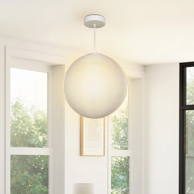Lampa Księżycowa HOMCOM, Druk 3D, Sterowanie przez Aplikację, Kompatybilność z Muzyką, Różne Tryby Światła, Biały