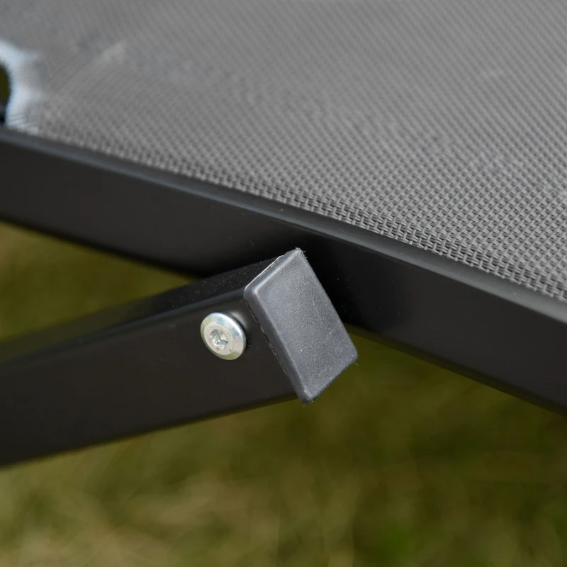 Outsunny 2er Set Sonnenliege Gartenliegen Stoffliege Relaxliege ergonomisch Aluminium Texteline Dunkelgrau 165 x 61 x 63 cm