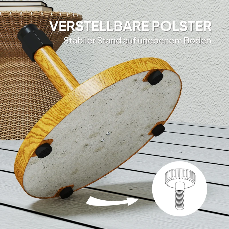 Outsunny Gartenschirmständer, Sonnenschirmbasis Verstellbare Fußpads Basis für Gartenschirm, Metall, Beton, Naturholz