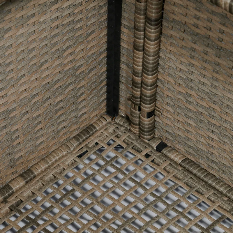 Outsunny 8 Pieces Outdoor PE Rattan Sofa Set with Cushions, Patio Garden Furniture Sets with Glass Top Coffee Table, Storage Corner Table, Mixed Brown