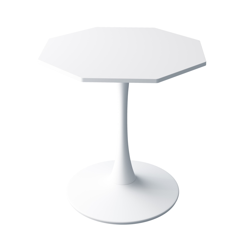 Mesa Moderna de Centro Octogonal con Tablero de MDF y Base Metálica, 80x74x73 cm, Blanco