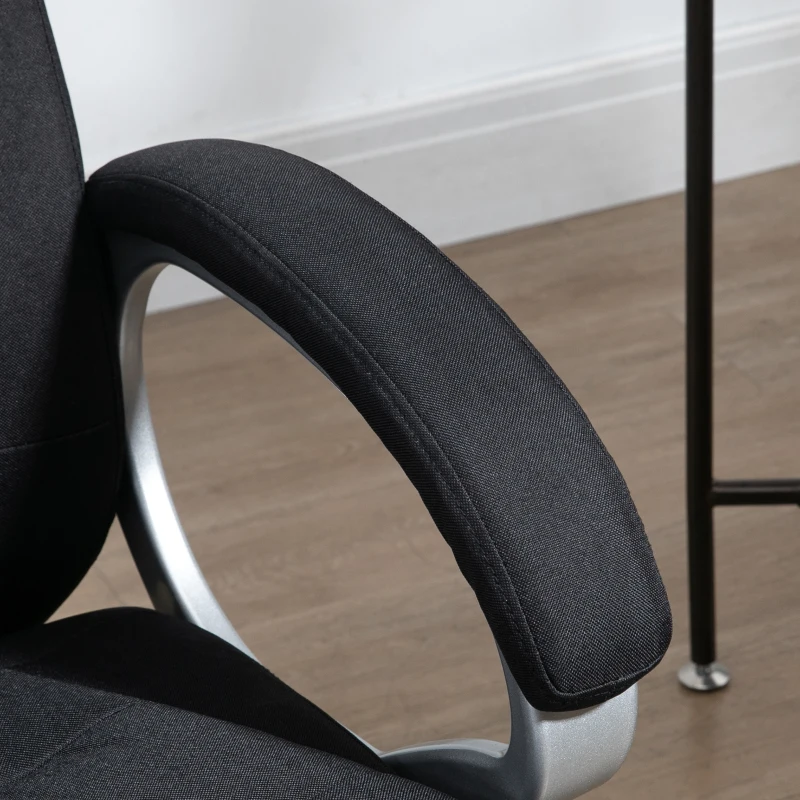 Vinsetto Bürostuhl Arbeitsstuhl Schreibtischstuhl Drehstuhl 360° Ergonomisch Wippfunktion Höhenverstellbar Schwarz Leinen 64 x 75 x 111-121 cm