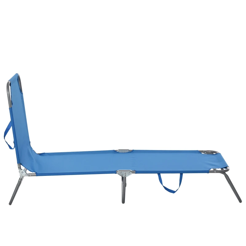 Outsunny Sonnenliege, klappbar, verstellbare Rückenlehne, rostfreier Metallrahmen, 187 x 55 x 24, Blau