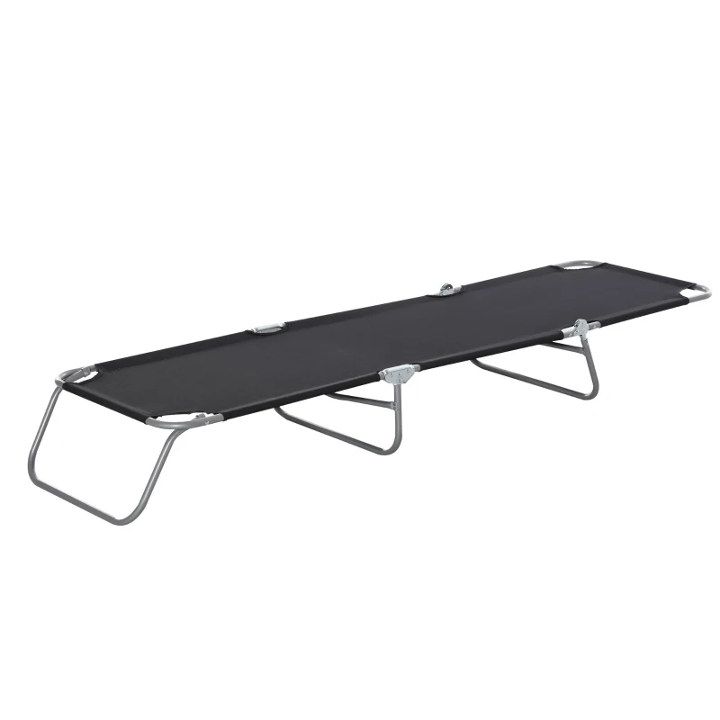 Outsunny Sonnenliege, klappbar, verstellbare Rückenlehne, rostfreier Metallrahmen, 187 x 55 x 24, Schwraz