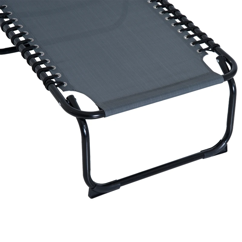 Outsunny Sonnenliege klappbar Gartenliege, Liegestuhl mit 4-Fach verstellbare Rückenlehne, wetterfeste Campingliege bis 120 kg belastbar, für Garten Strand Pool, Grau
