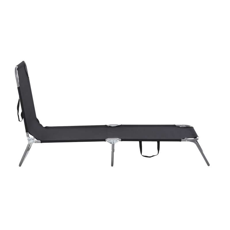 Outsunny Sonnenliege, klappbar, verstellbare Rückenlehne, rostfreier Metallrahmen, 187 x 55 x 24, Schwraz