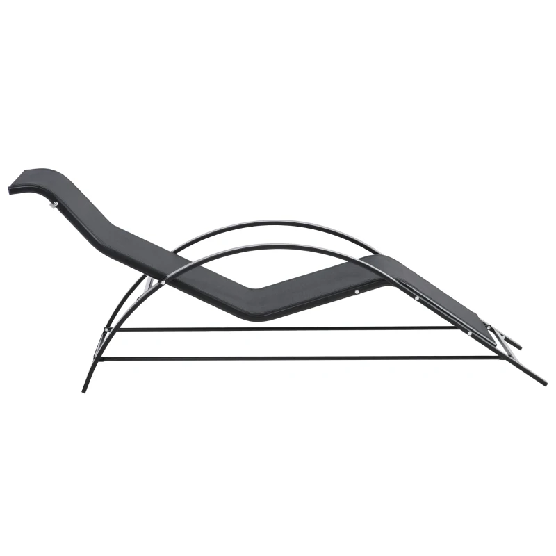 Outsunny Gartenlounge-Set, 2 Liegen mit Beistelltisch, atmungsaktiver Stoff, stabiler Metallrahmen, Schwarz