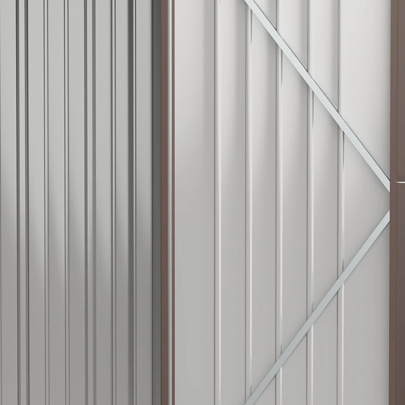 Outsunny Abrigo de Jardim 1,34m² 161,5x94,5x196cm Abrigo de Exterior de Aço Galvanizado com Porta e Fechadura para Armazenamento de Ferramentas Marrom