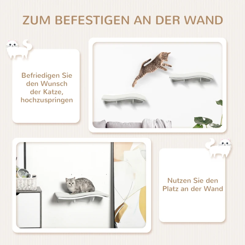 PwaHut Kletterwand Katzen Katzen Kletterwand Katzenbett Wand Katzenregal, Wand Katzenmöbel bis zu 4,5 kg, Weiß