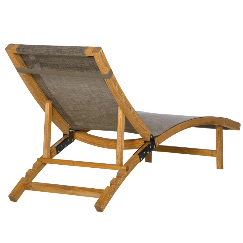 Outsunny Sonnenliege inklusive Kopfkissen, verstellbare Rückenlehne, wetterbeständig, Massivholz, Braun + Natur