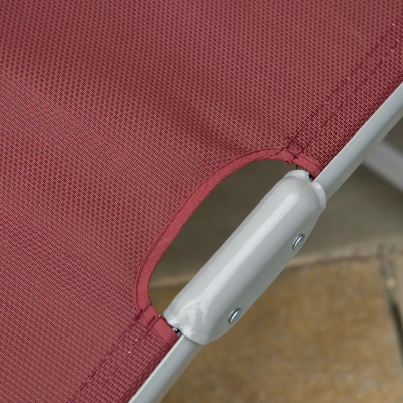 Outsunny Sonnenliege, 5-stufig neigbare Rückenlehne, mit Kissen, klappbar, rostfreies Metallgestell, 137 x 63,5 x 100,5 cm, Rot
