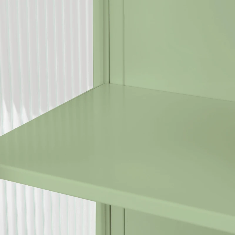 Armoire murale moderne avec portes en verre, deux niveaux de rangement fermé, avec étagère ouverte et porte-serviettes, 60×23×78 cm, Vert
