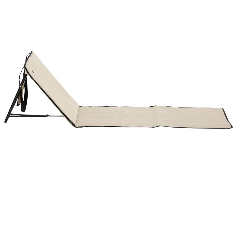 Outsunny Strandliege, klappbar, verstellbare Rücklehne, Seitentasche, weiche Polsterung, Stahlrahmen, Beige, 142x51x40cm