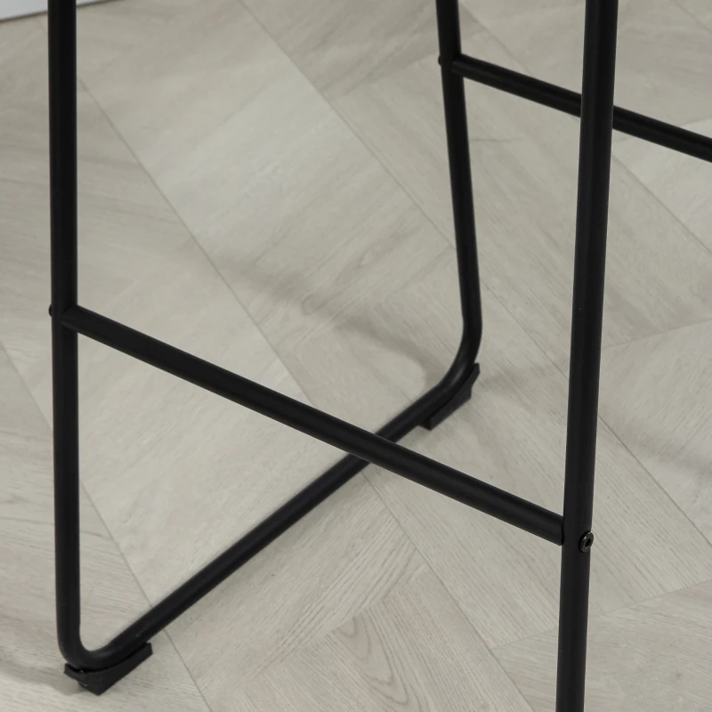 HOMCOM Set 2 Sgabelli da Bar Moderni con Poggiapiedi e Schienale, in Pelle PU e Acciaio, 44x50x109 cm, Marrone Scuro