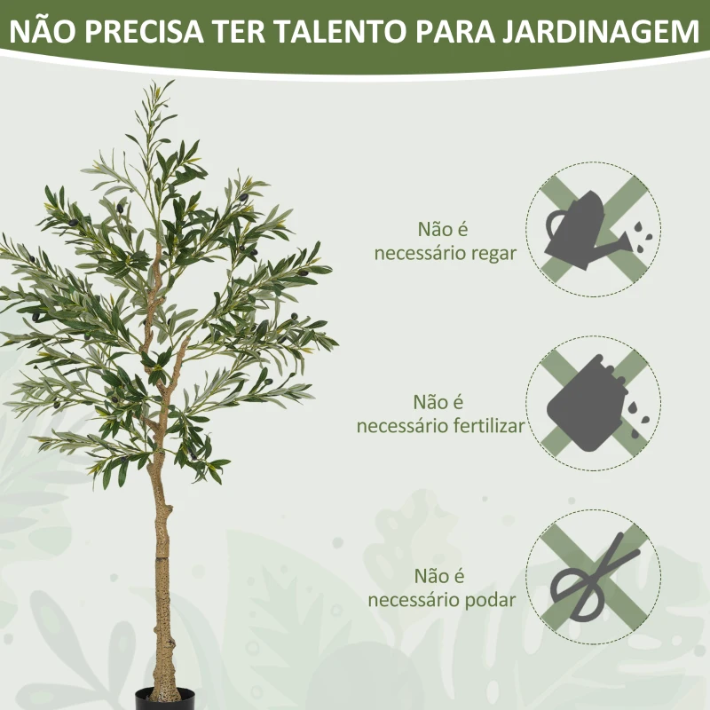 HOMCOM Oliveira Artificial Planta Artificial Decorativa de Interior com 32 Azeitonas Decoração  Ø15x150 cm Verde