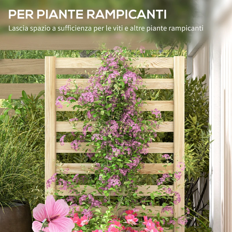 Outsunny Fioriera con Traliccio per Rampicanti e Fondo Aperto, in Legno di Abete, 115x60x110 cm, color Legno