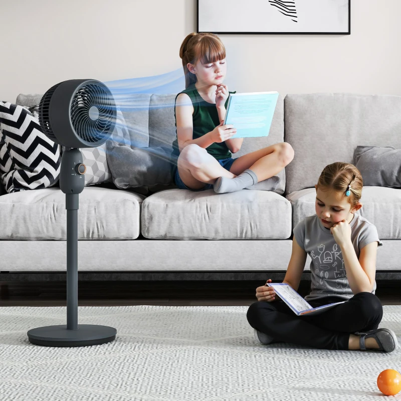 HOMCOM Pedestal Fan, Powerful Air Circulator, 12 Inch Floor Standing Fan with 3 Speed Settings, Oscillating Function for Bedroom, Home and Office, Grey
