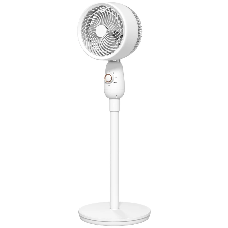 HOMCOM Pedestal Fan, Powerful Air Circulator, 12 Inch Floor Standing Fan with 3 Speed Settings, Oscillating Function for Bedroom, Home and Office, White