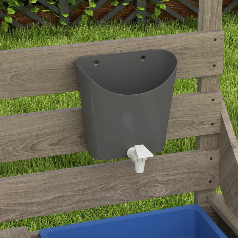 Outsunny Piaskownica Piracki Statek z Daszkiem i Zestawem Kuchennym dla Dzieci, Drewno, 180 x 103 x 144,5 cm, Szara