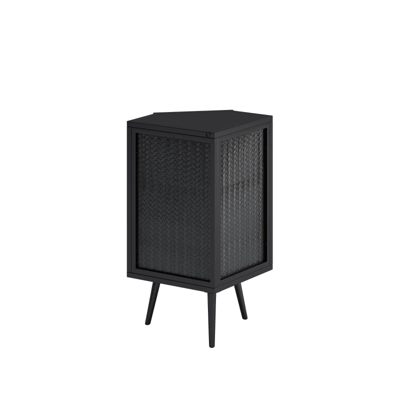 Eckschrank 80 cm Moderner Metall Glas Glastür Verstellbarem Regal für Badezimmer Wohnzimmer Schlafzimmer Schwarz