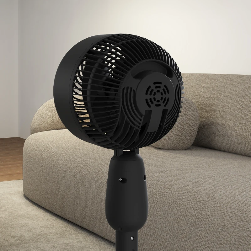 HOMCOM Pedestal Fan, Powerful Air Circulator, 12 Inch Floor Standing Fan with 3 Speed Settings, Oscillating Function for Bedroom, Home and Office, Black